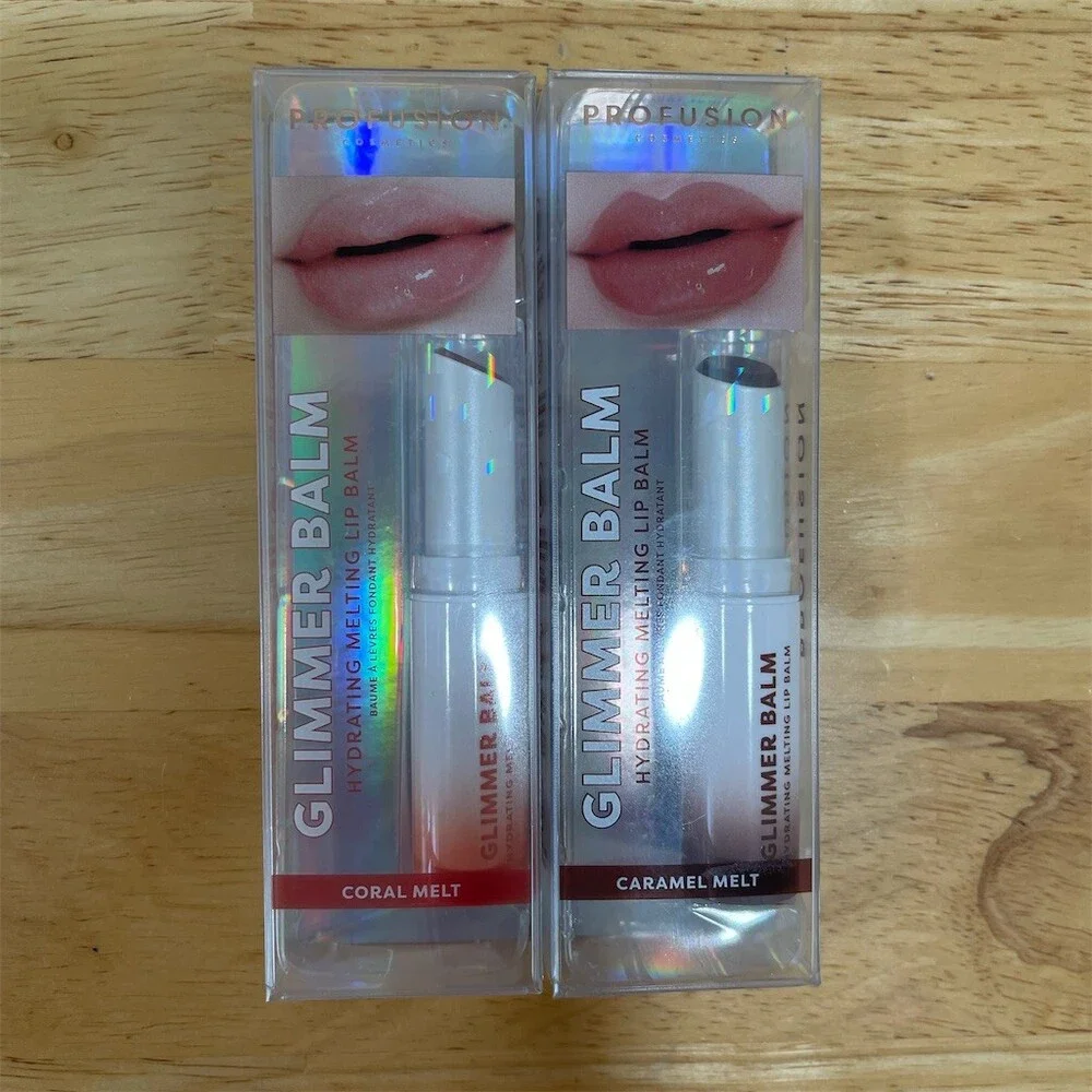 Profusion Glimmer Balm Hydrating Melting Lip Balm Duo Coral & Caramel 2pk